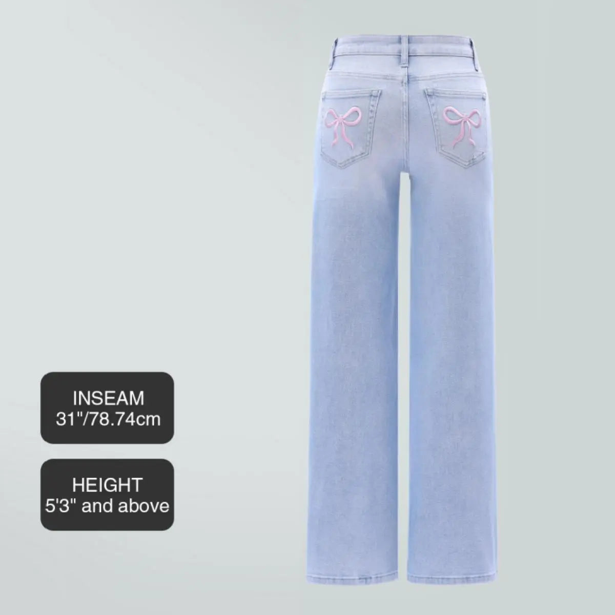 Mid-low Rise Baggy Jeans Stretchy Wide Leg for Women