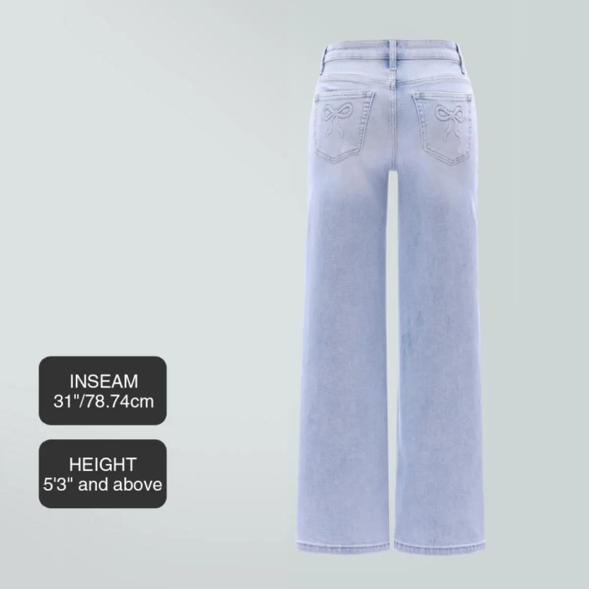 Mid-low Rise Baggy Jeans Stretchy Wide Leg for Women