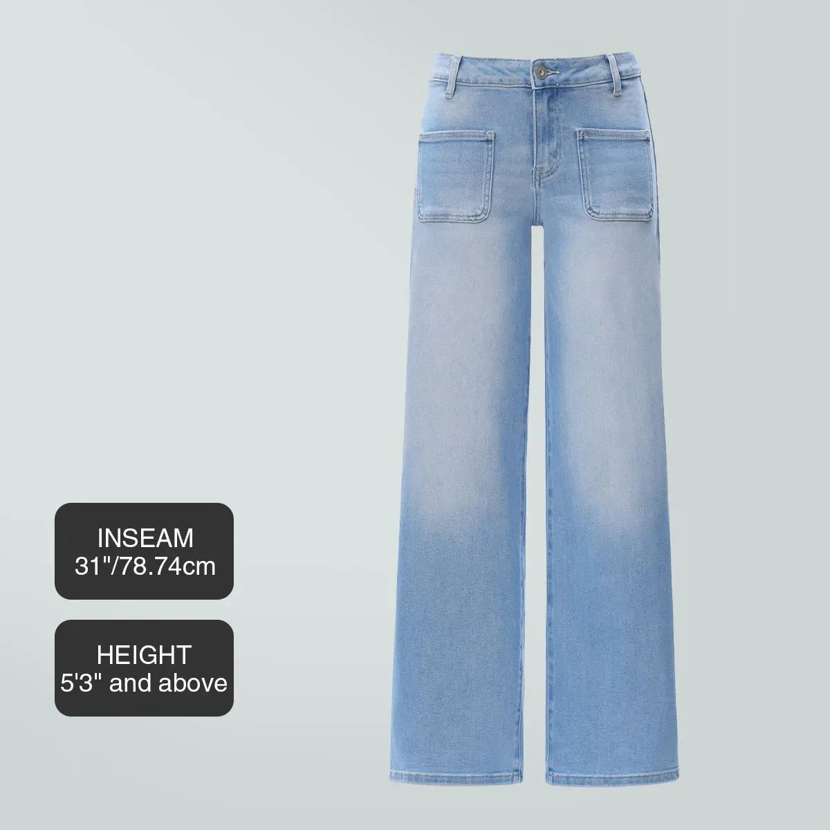 Mid-low Rise Baggy Jeans Stretchy Wide Leg for Women