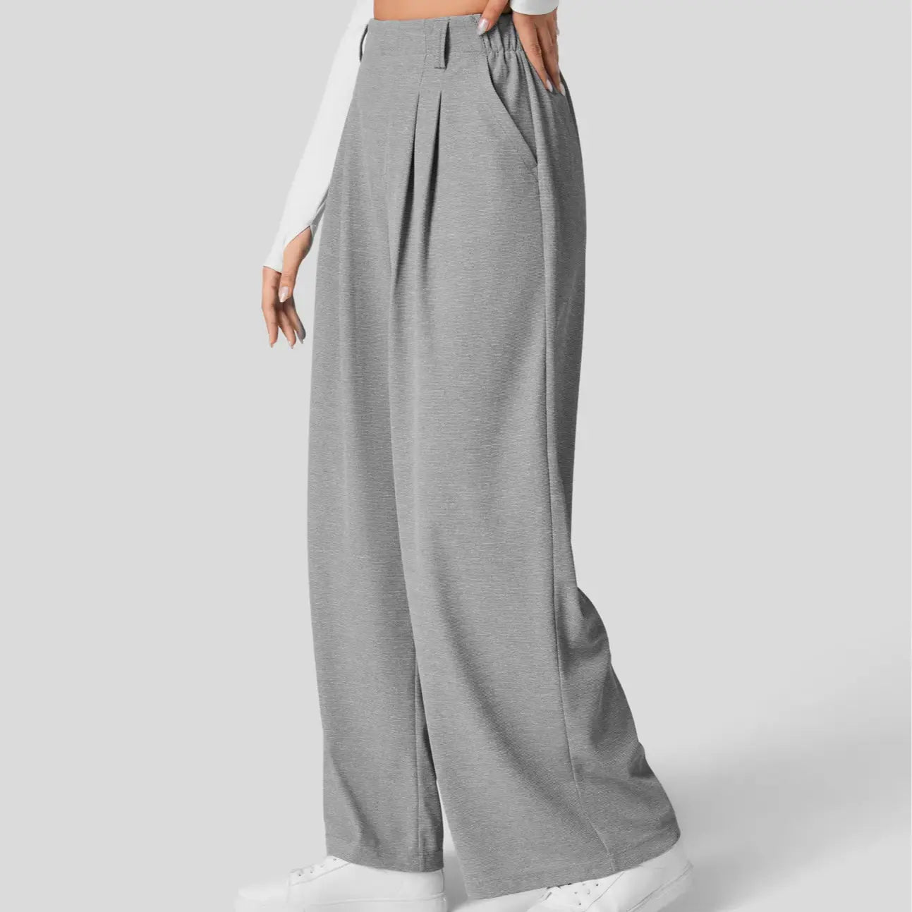 Flex High Waisted Pocket Wide Leg Waffle Work Pants