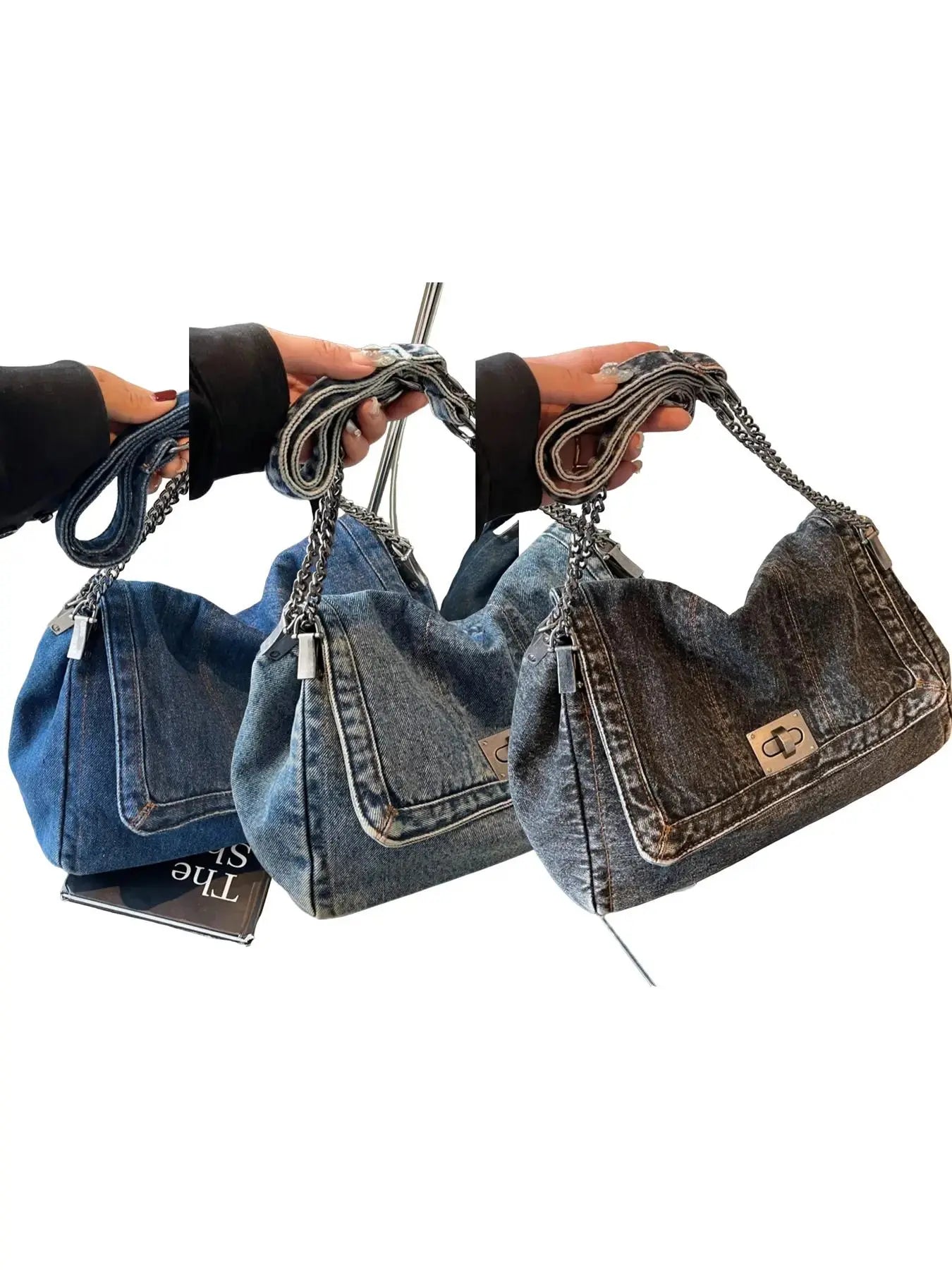 Fashion Denim Chain Shoulder Bag