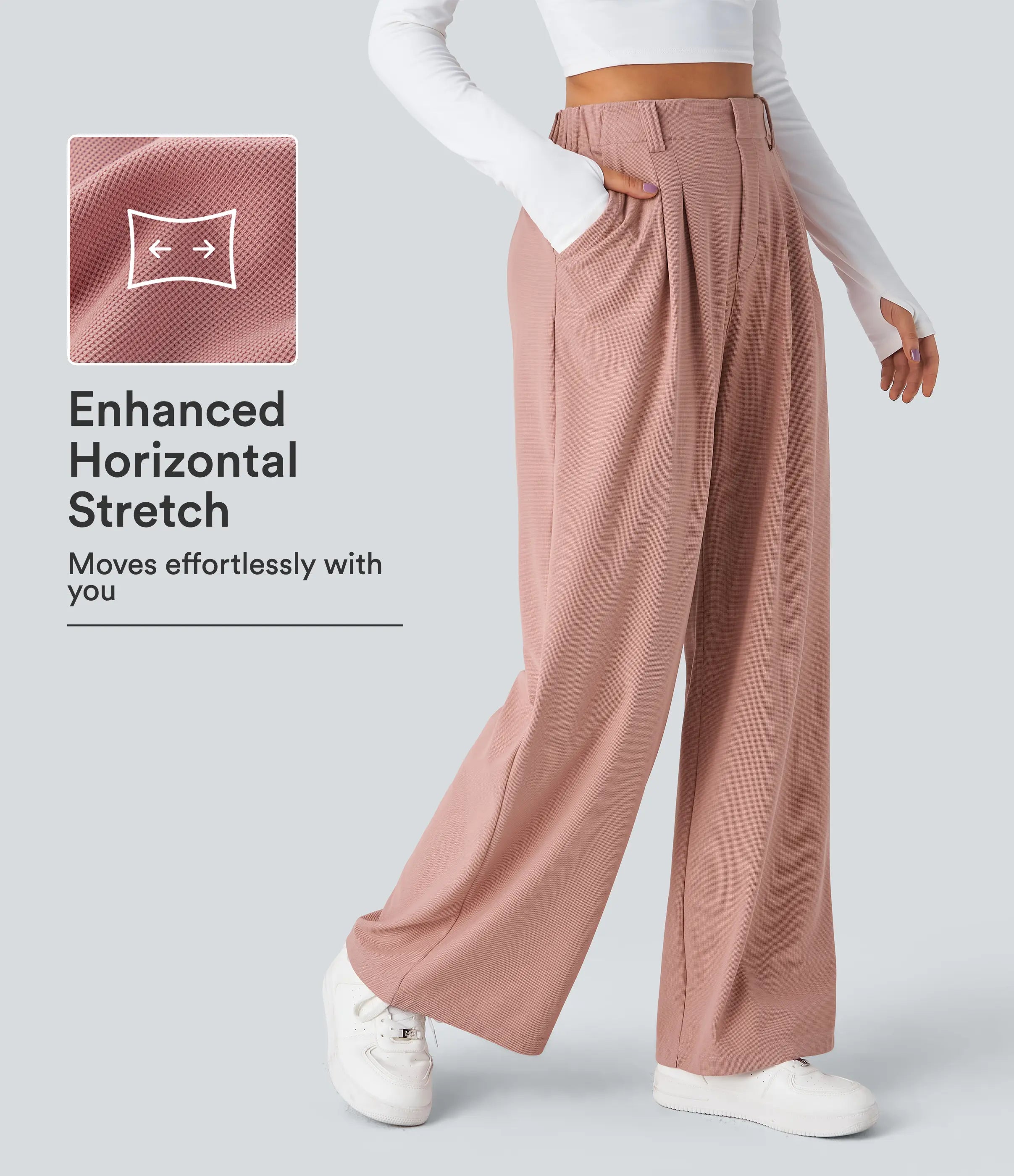 【Creator’s Pick】Halara Flex High Waisted Pocket Wide Leg Waffle Work Pants