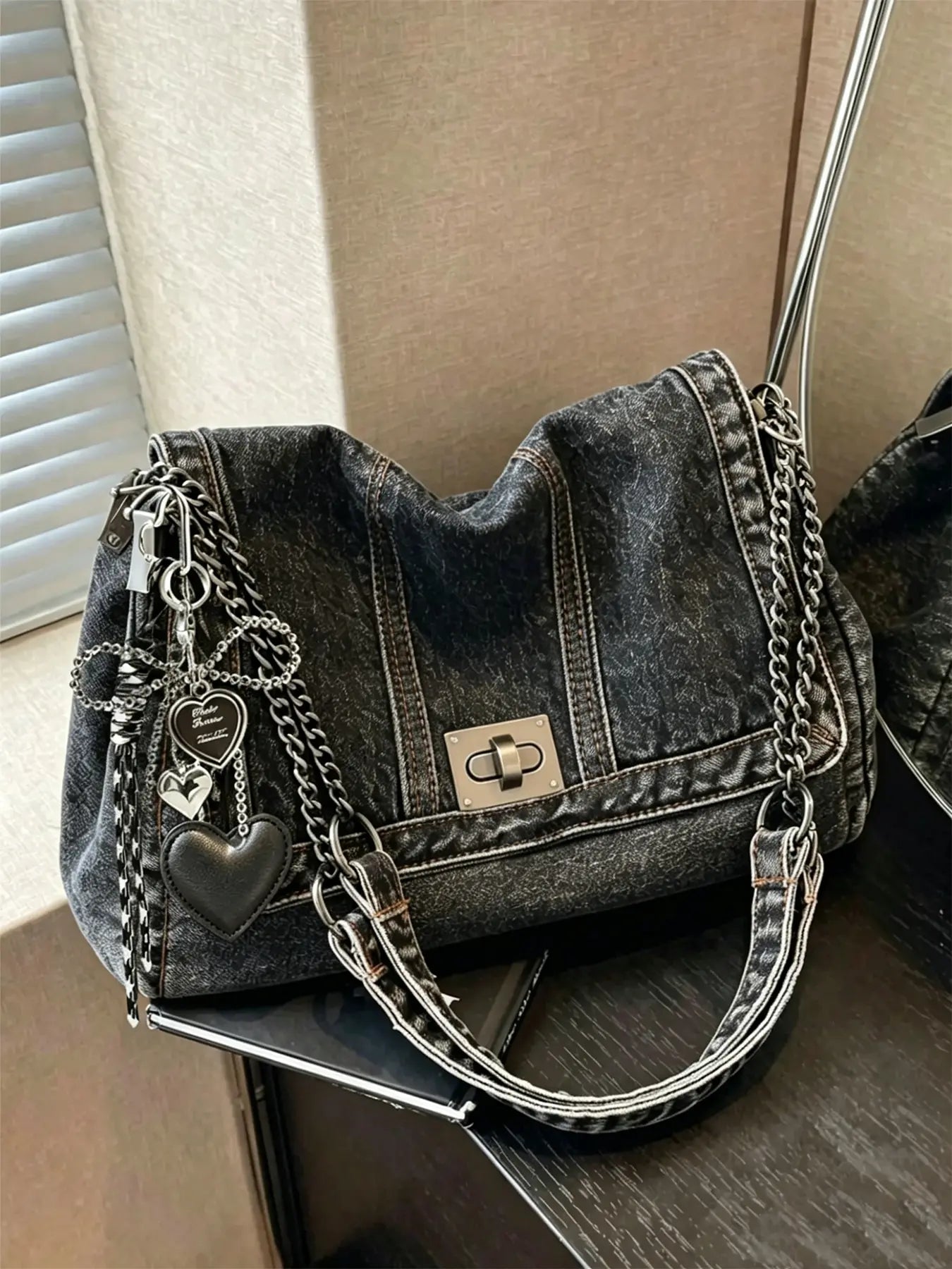 Fashion Denim Chain Shoulder Bag