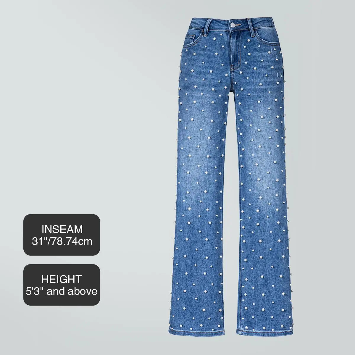 Mid-low Rise Baggy Jeans Stretchy Wide Leg for Women