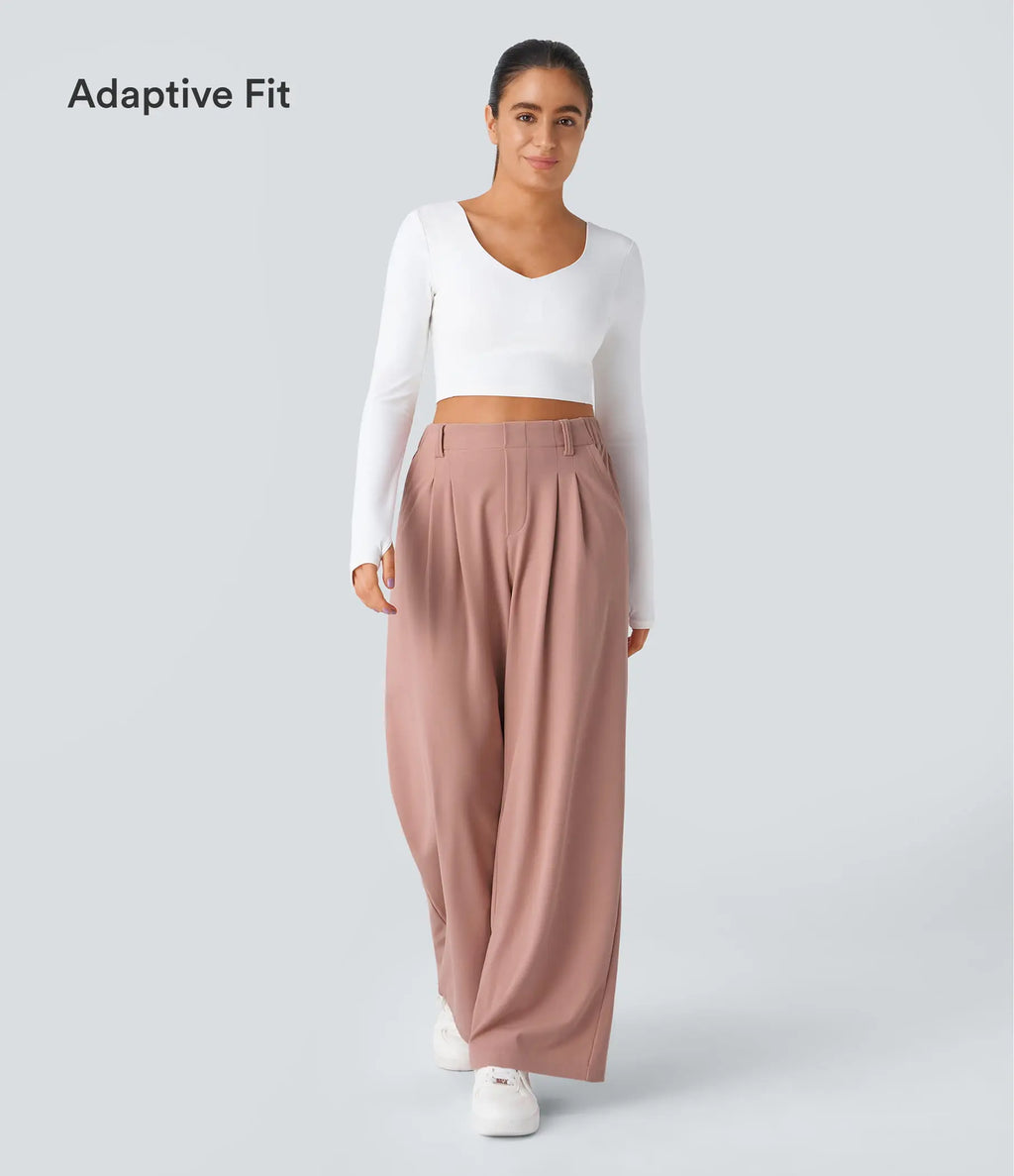【Creator’s Pick】Halara Flex High Waisted Pocket Wide Leg Waffle Work Pants