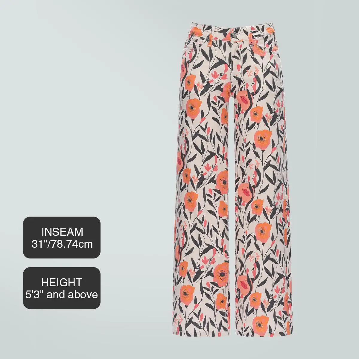 Mid-low Rise Baggy Jeans Stretchy Wide Leg for Women