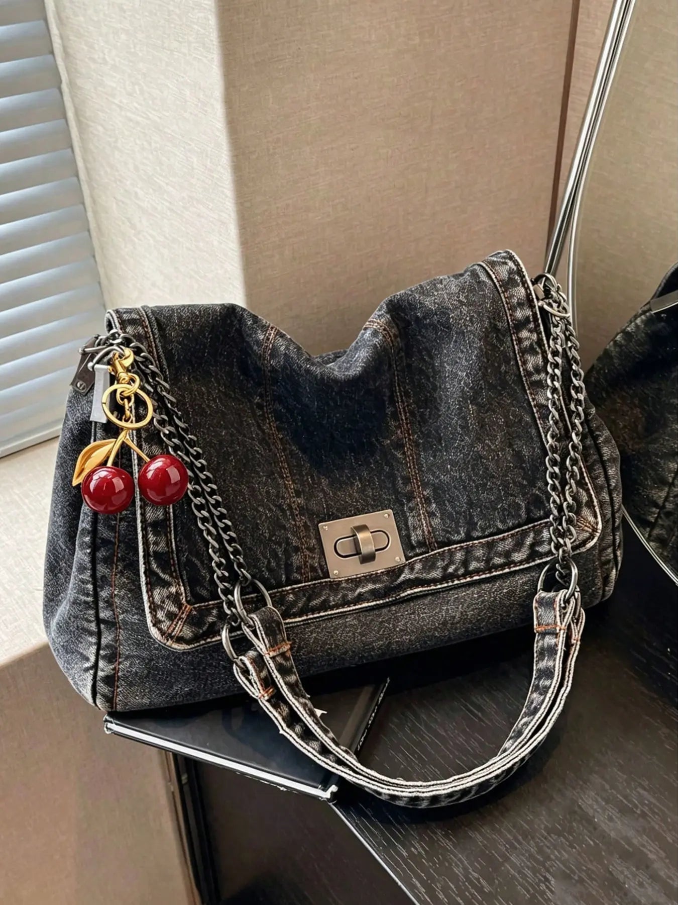 Fashion Denim Chain Shoulder Bag