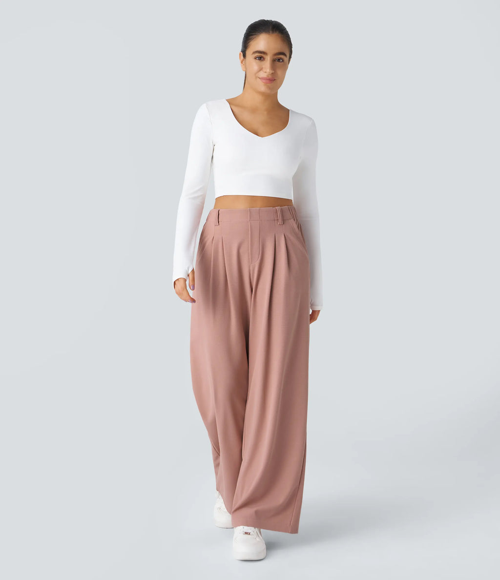 【Creator’s Pick】Halara Flex High Waisted Pocket Wide Leg Waffle Work Pants