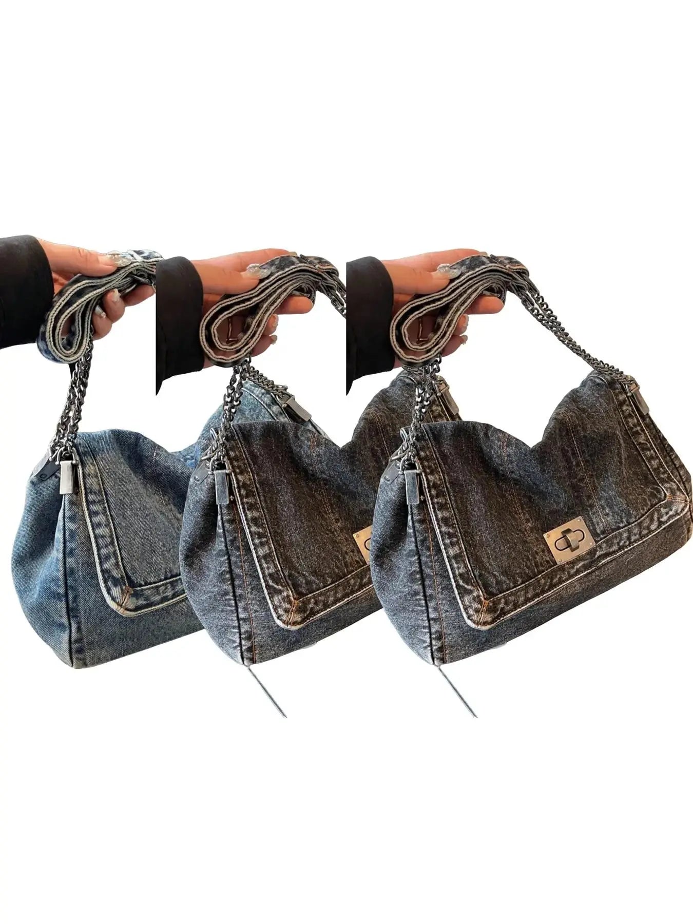 Fashion Denim Chain Shoulder Bag