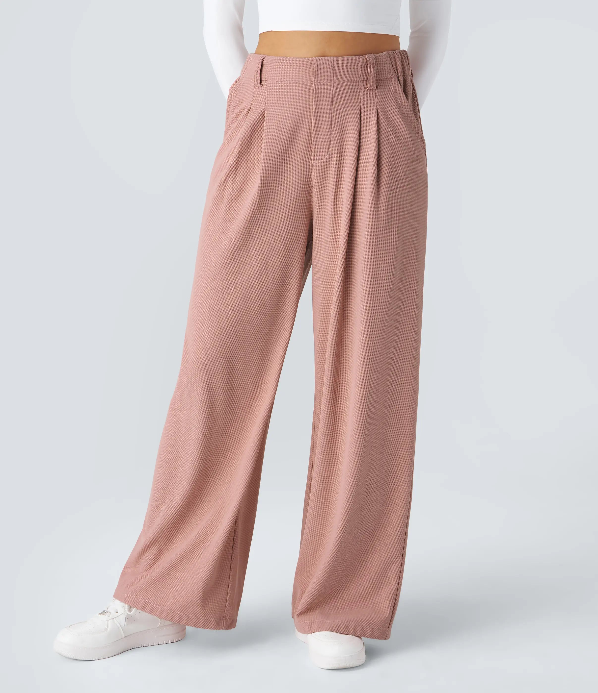 【Creator’s Pick】Halara Flex High Waisted Pocket Wide Leg Waffle Work Pants
