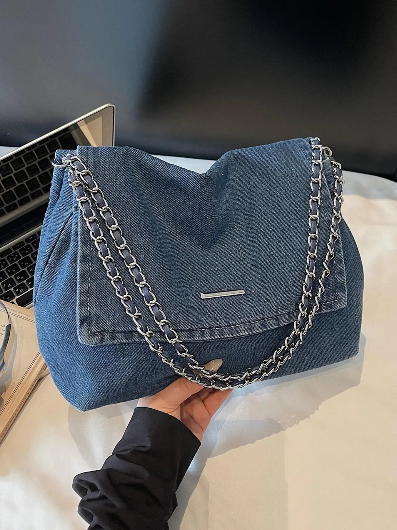 Fashion Denim Chain Shoulder Bag