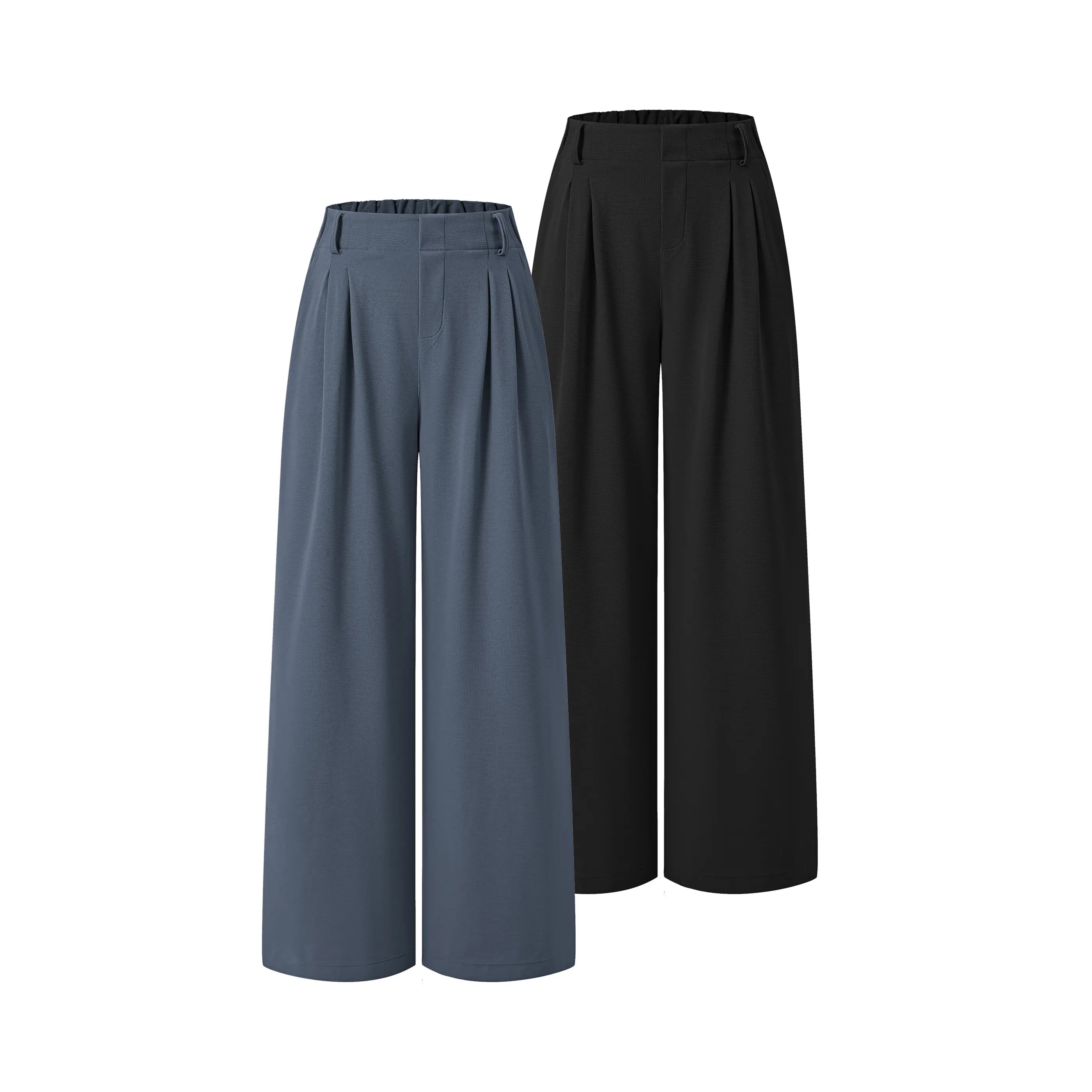 Flex High Waisted Pocket Wide Leg Waffle Work Pants