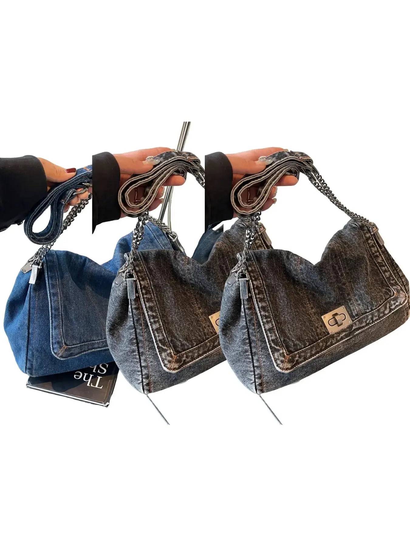 Fashion Denim Chain Shoulder Bag