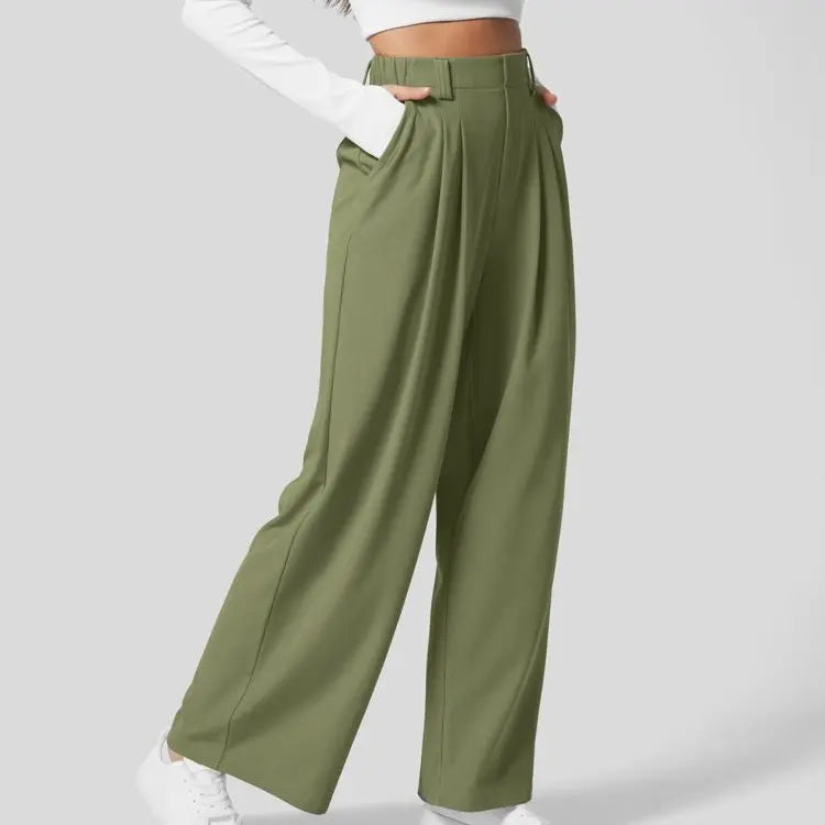 Flex High Waisted Pocket Wide Leg Waffle Work Pants